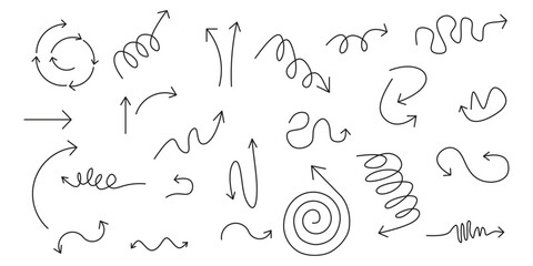 Obraz premium Hand drawn arrows and swirls vector graphics