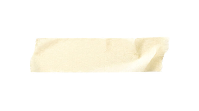 Wrinkled beige masking tape strip on a transparent background.
