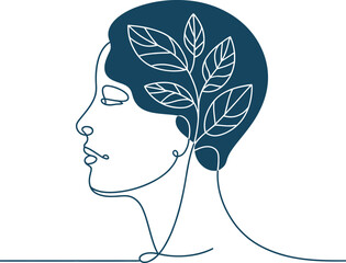 Minimalist line art portrait with floral element © JG CREATIVES