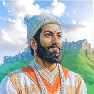 Chhatrapati Shivaji Maharaj portrait, Indian Maratha warrior king, AI