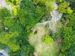 Aerial Top View of Urban Park with Lush Greenery and Pathways © zhouyilu