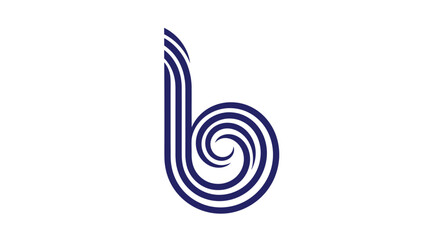 Stylized blue spiral letter b logo on white background © Asri