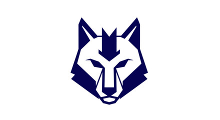 Stylized geometric blue wolf head logo on white background © Asri