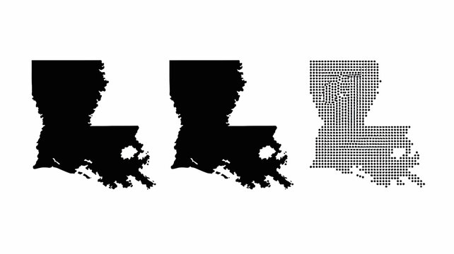 Louisiana state maps in differing styles present a black and white graphic representation map usa united states geography cartography