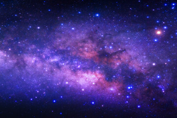 Fototapeta premium Night sky space background, Starry universe in dark blue sky, Milky way galaxy with stardust field in deep universe