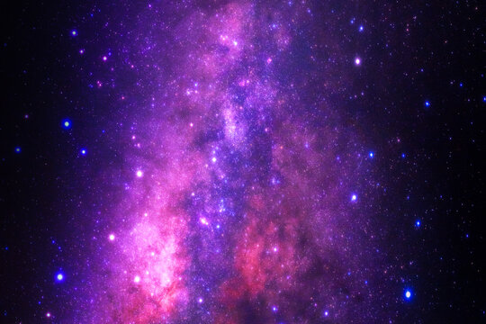 Night sky space background, Starry universe in dark blue sky, Milky way galaxy with stardust field in deep universe