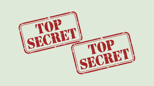 Two Red Top Secret Stamps Display A Distressed Texture Against A Pale Green Background confidential classified restricted stamp rubber