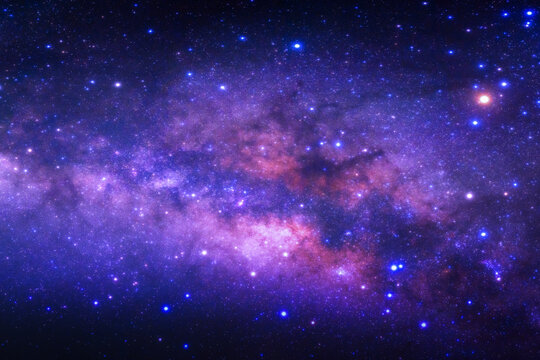 Night sky space background, Starry universe in dark blue sky, Milky way galaxy with stardust field in deep universe