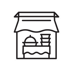Fototapeta premium Outdoor Market Stall Street Food Bakery Shop Line Icon Vector