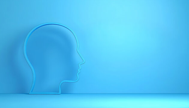 Head silhouette empty mind light blue space