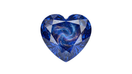 Fototapeta premium Blue Heart Shaped Gemstone Containing a Swirling Cosmic Galaxy