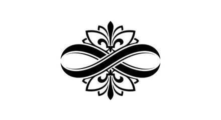 Symmetrical infinity logo with decorative floral fleur de lis elements © sri
