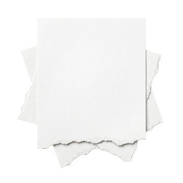 Stack of blank white square papers with torn edges