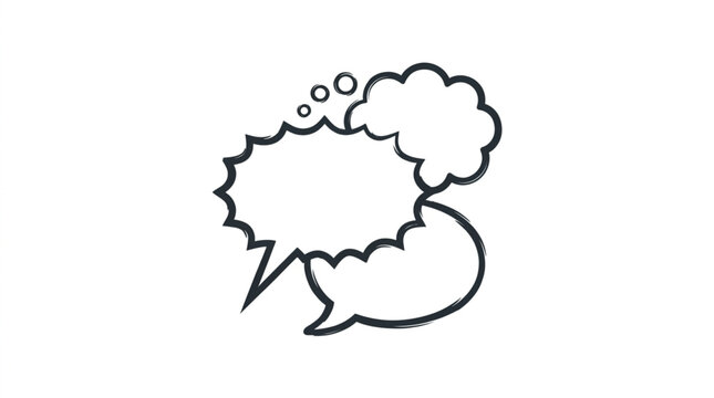 Two empty speech bubbles overlapping with thought bubbles above.