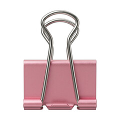 Pink metal binder clip for office paperwork organization