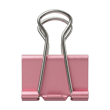 Pink metal binder clip for office paperwork organization
