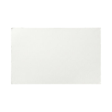 Blank rectangular white paper card with textured edges