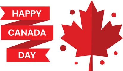 Happy canada day illustration maple leaf and ribbon banners for july 1st celebrations © Junayad