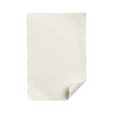 Blank handmade paper with torn edge and curled corner