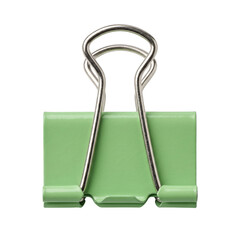Fototapeta premium Light green metal binder clip for office documents