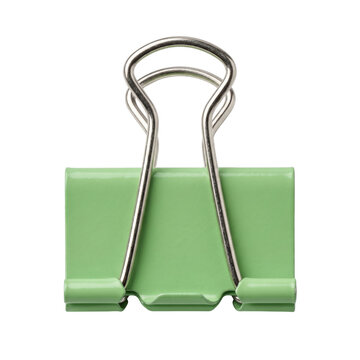 Light green metal binder clip for office documents