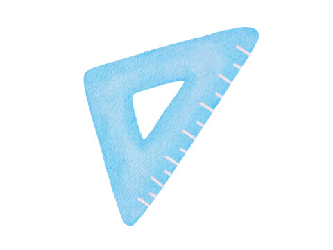 Watercolor Blue Triangle Ruler Illustration