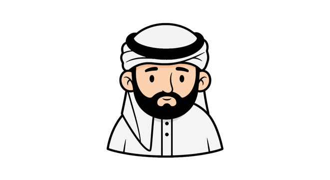 Arabian man with beard and headscarf.