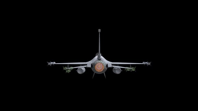 f-16 jet fighter 360 loop  with alpha channel 3d rendering