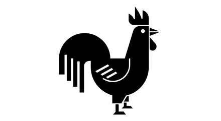 Minimalist black rooster icon design on white background © joko