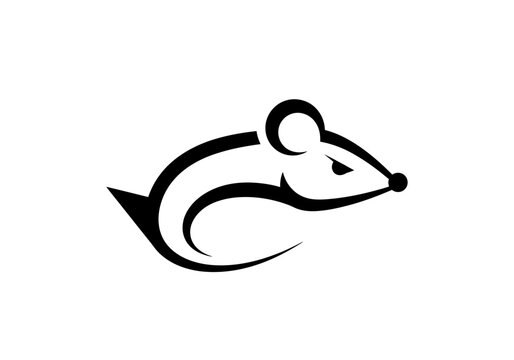 Minimalist black rat icon isolated on white background