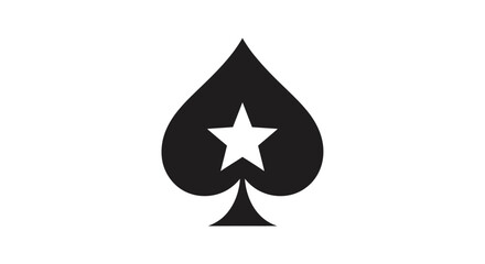 Fototapeta premium Minimalist black spade symbol with white star emblem