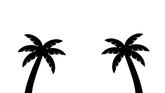 Animated coconut palm trees walking smoothly