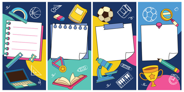 School and education doodle element poster template vector illustration