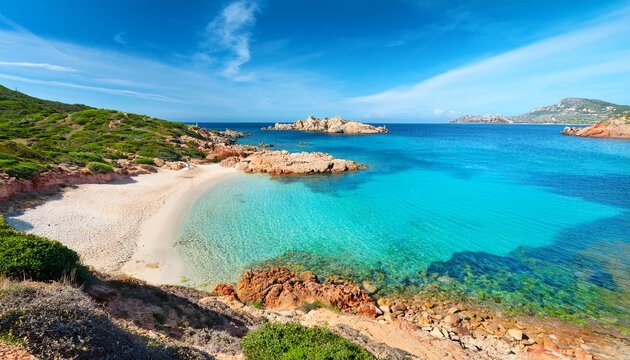 Small Sandy Beach With Turquoise Sea At Capo Coda Cavallo