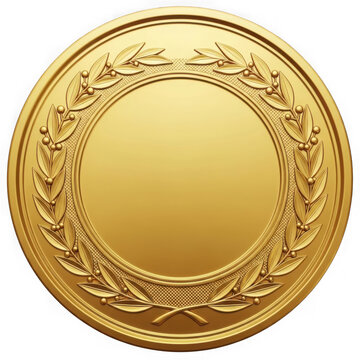 Golden medal icon with laurel wreath