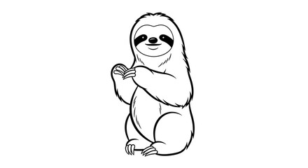 Fototapeta premium Cute cartoon sloth clapping hands cheerfully