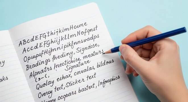 Handwriting practice on ruled paper with pencil