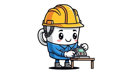 Fototapeta premium Construction worker with hard hat and tool belt.
