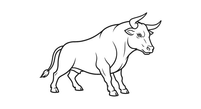 Bull standing in profile view.