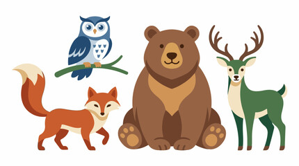 Fototapeta premium A colorful illustration of four forest animals