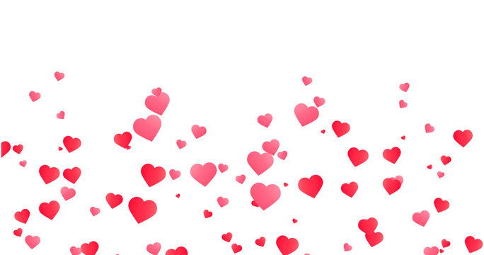Pink hearts illustration on a white background - love heart for valentines day background - design banner