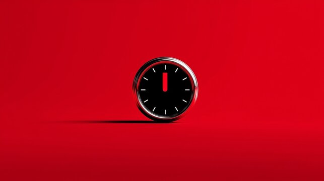 Minimalist Clock Showing Twelve O'Clock Indicating Deadline, Time Management, Urgency, and Business Countdown