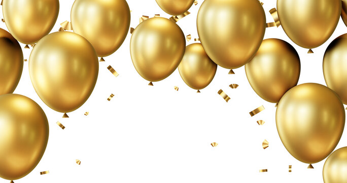 Confetti And luxury gold Balloon Birthday Celebration border