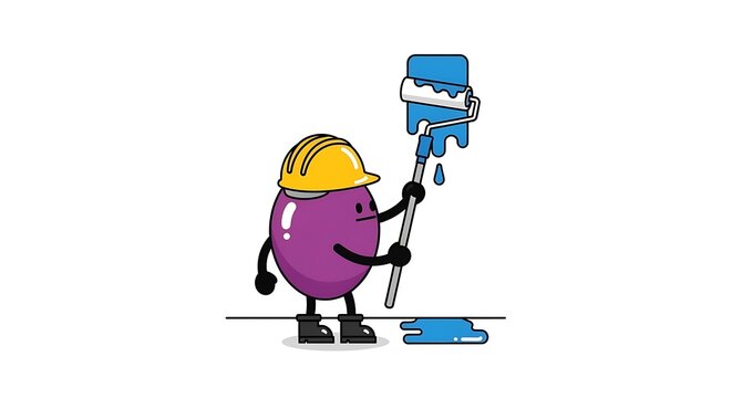 Construction worker with hard hat and toolbox.