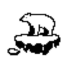 Fototapeta premium Pixel art polar bear melting