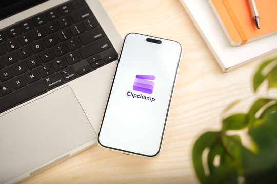 Clipchamp logo is displayed on a smartphone screen in Bangalore, India, on June 25, 2026
