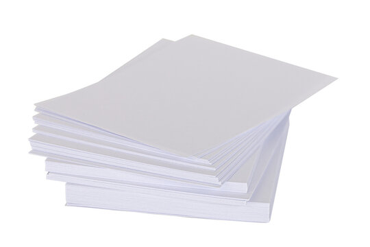 Stack of white paper sheets isolated on white background with clipping path