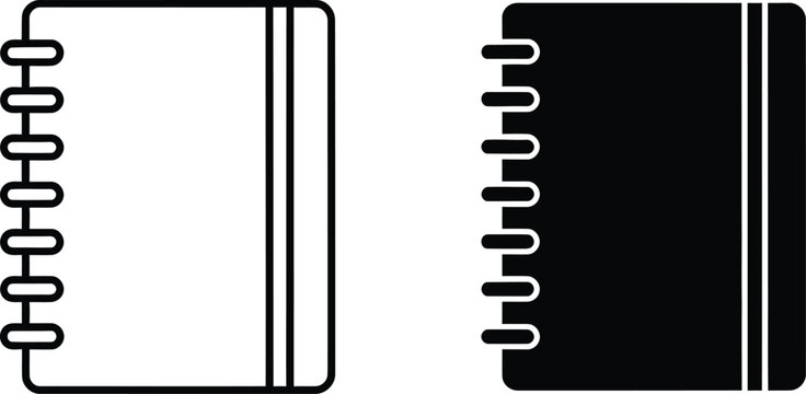 black and white spiral notebook silhouette on a white background