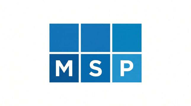 Msp logo with blue squares and white letters
