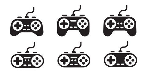 Gamepad vector illustration. black joystick silhouette. game controller icon in flat style. modern gamepad set. © MSTGIRATUN